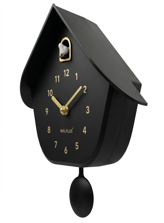 WALPLUS Modern Cuckoo Clocks for Wall Hourly Chiming Coo Coo Clock Volume Adjustable Cookoo Clock Removable Pendulum Christmas Cuckoo Gift Black Matte Interior Decoration - Image 1