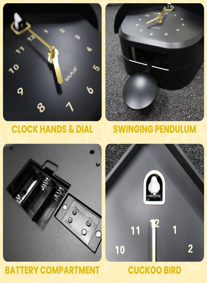 WALPLUS Modern Cuckoo Clocks for Wall Hourly Chiming Coo Coo Clock Volume Adjustable Cookoo Clock Removable Pendulum Christmas Cuckoo Gift Black Matte Interior Decoration - Image 5