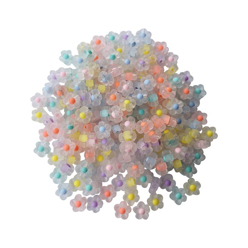 AMOBESTER 200Psc Acrylic Flower Beads 12mm Colorful Frosted Flower Beads for Bracelets Necklace Jewelry Making DIY Crafting 200psc