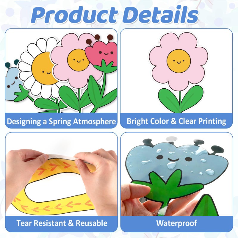 VABAMNA Spring Floral Bulletin Board Decorations for Classroom -It's Time To Bloom Bulletin Board Set Daisy Bee Dragonfly Cutouts DIY Flower Photo Crafts for Summer Spring School Home Wall Door Decor Supplies - Image 5