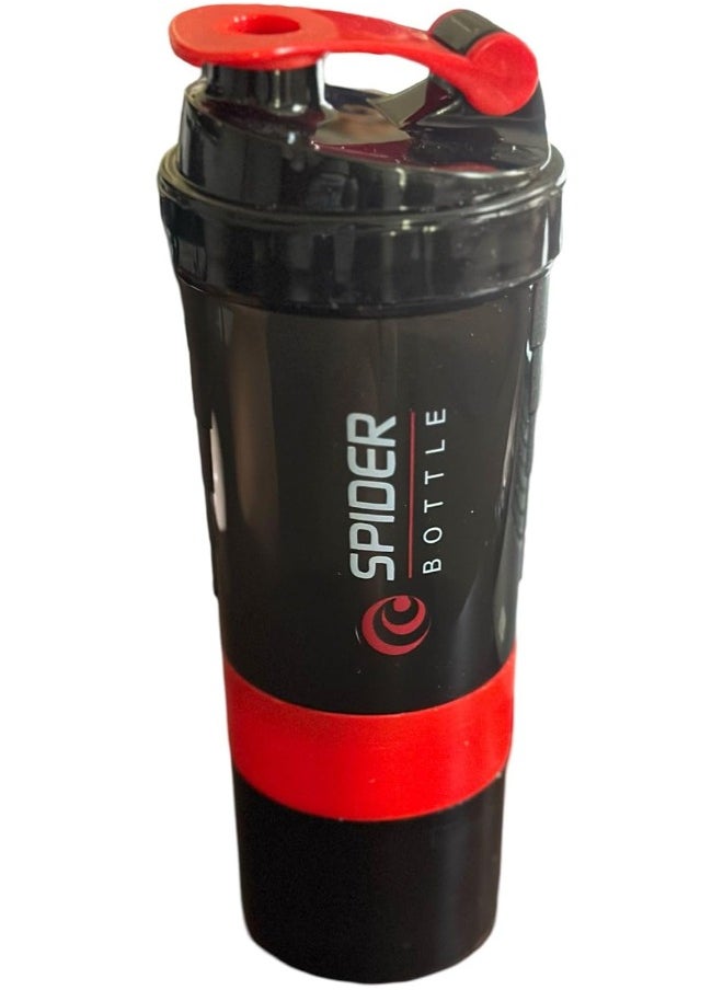 SPIDER Protein Shaker Bottle with Non Slip 3 Layer Twist Off - Red, 500 ml  - Image 3