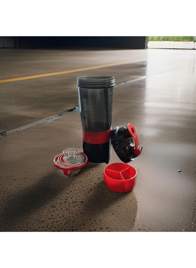 SPIDER Protein Shaker Bottle with Non Slip 3 Layer Twist Off - Red, 500 ml  - Image 5