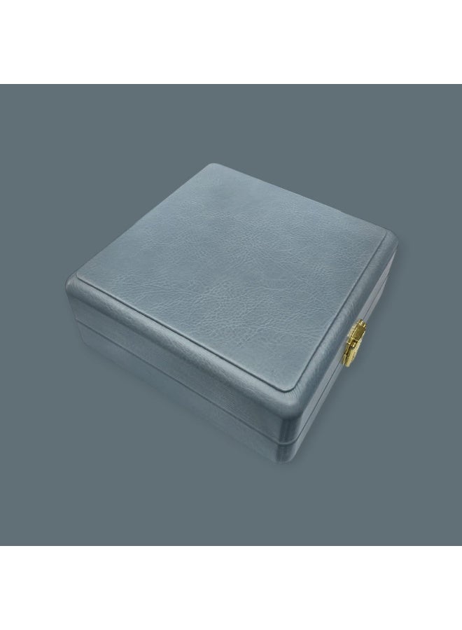 Jewellery Organizer Box for 12 Rings – Luxury Light Grey Soft Leather with Suede Interior, Lockable Elegant Ring Display Case for Travel, Gift & Storage – 15.3 × 15.3 × 6.3 cm - Image 4