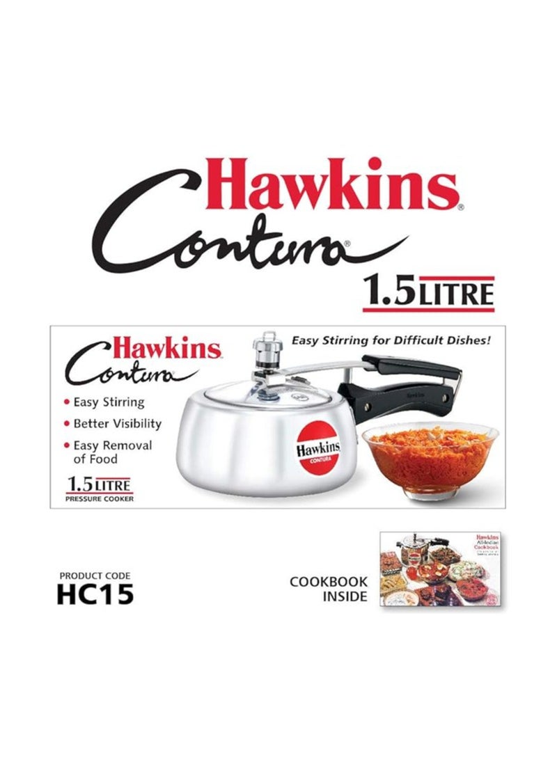 Hawkins Hawkins 1.5 Litre Contura Pressure Cooker, Handi Inner Lid Baby Cooker, Silver (HC15)  - Image 2