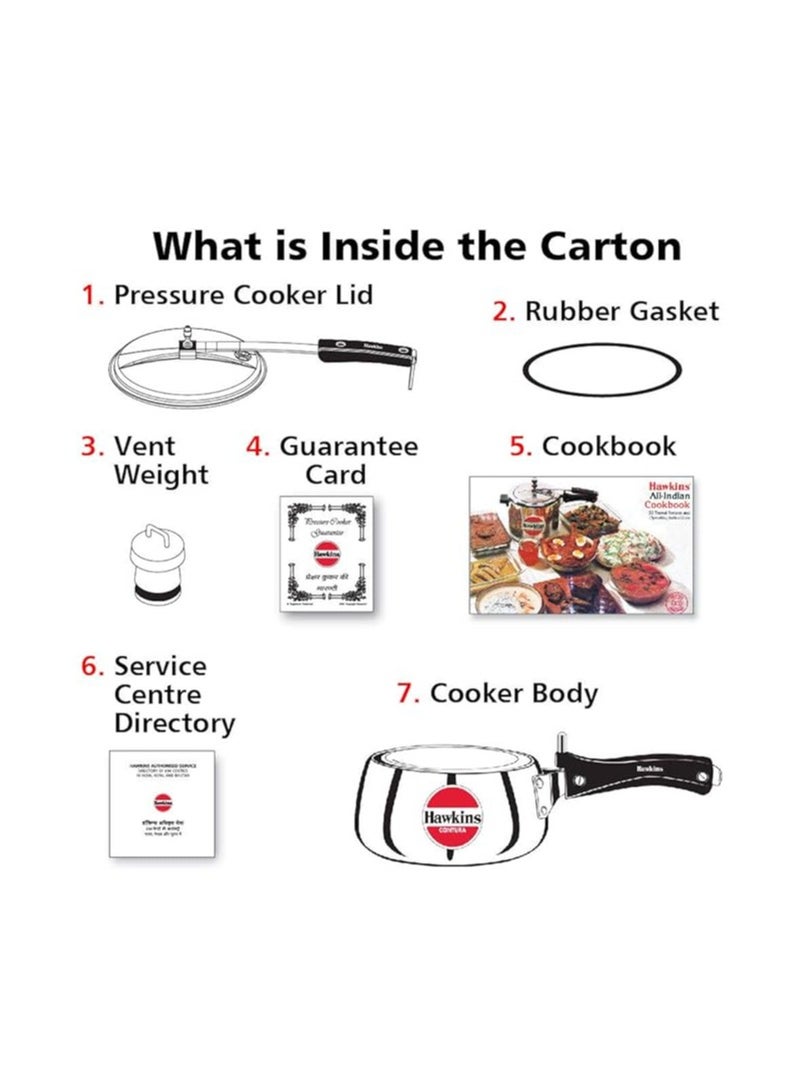 Hawkins Hawkins 1.5 Litre Contura Pressure Cooker, Handi Inner Lid Baby Cooker, Silver (HC15)  - Image 3