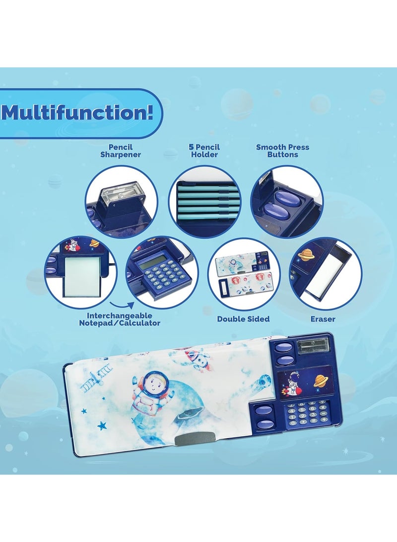 general Pop Up Astronaut Pencil Case with Calculator Sharpener Cute School Supplies Multifunctional Stationery Organiser Boy Gift - Image 2