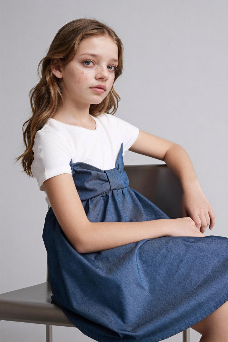 ديفاكتو فستان بناتي قصة عادية نص كم - Image 3