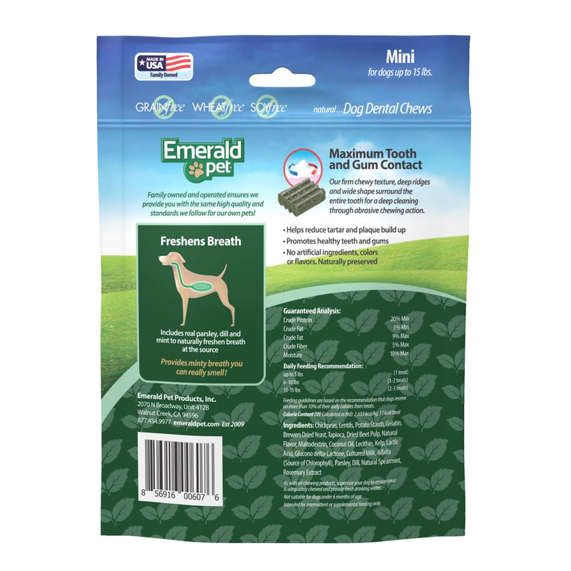 Emerald Pet Fresh Smileezz Grain Free Dog Dental Treats â€” Minty Fresh Breath and Clean Teeth for Puppies and Small Dog Breeds â€” Made in USA Mini, 12 Oz - Image 2