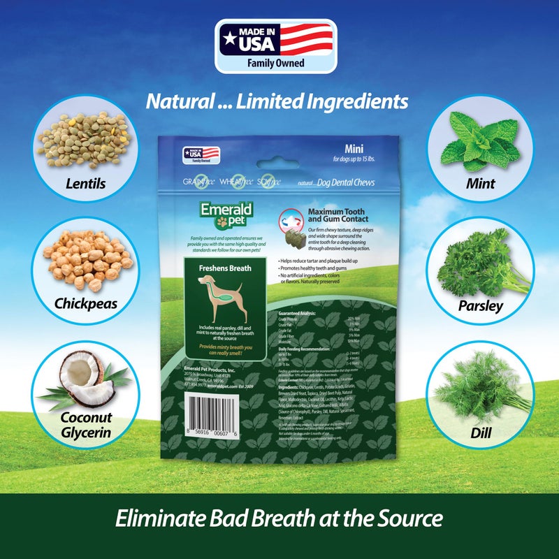 Emerald Pet Fresh Smileezz Grain Free Dog Dental Treats â€” Minty Fresh Breath and Clean Teeth for Puppies and Small Dog Breeds â€” Made in USA Mini, 12 Oz - Image 5
