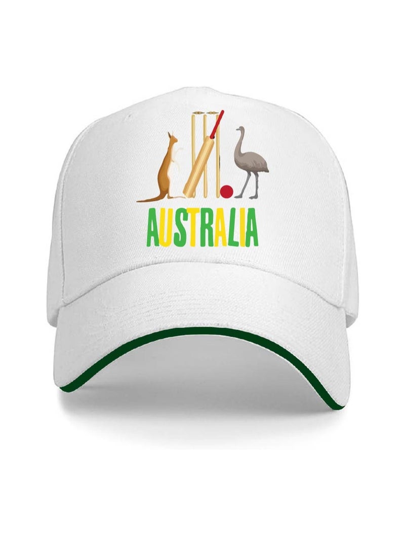 قبعة كريكيت لمشجعي الرياضة الأسترالية - قبعة بإغلاق مشبك معدني قابل للتعديل للرجال والنساء - قبعات كريكيت رياضية أسترالية للمشجعين - قبعة كريكيت للجنسين لمباريات الكريكيت - مثالية للاستخدام اليومي - Image 1