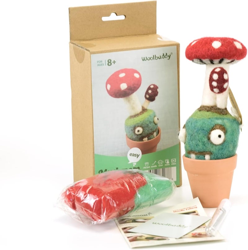 Woolbuddy Needle Felting Kit, Mushroom Monster Craft for Beginner Adults, Includes Supplies and Instructions, Creative Design for Unique DIY Projects - Image 1