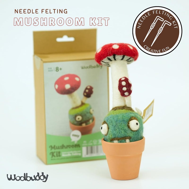 Woolbuddy Needle Felting Kit, Mushroom Monster Craft for Beginner Adults, Includes Supplies and Instructions, Creative Design for Unique DIY Projects - Image 2