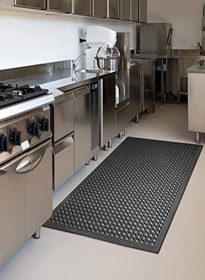 AKDC Rubber Anti-Fatigue Non Slip 36" X 60" New Commercial Heavy Duty Drainage Kitchen Mat Black Bar Floor Mat - Image 3