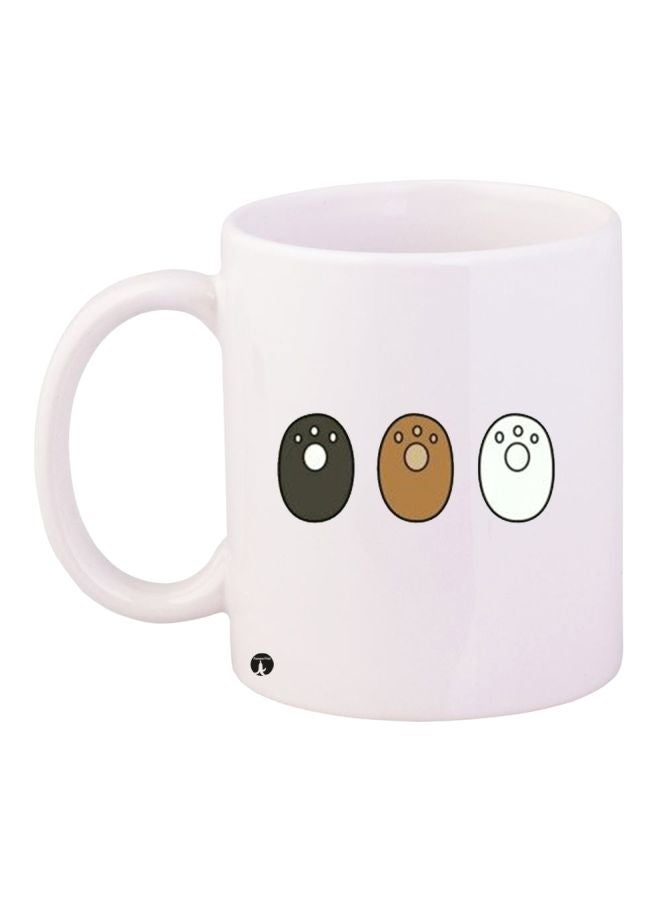 RYN Cartoon Printed Coffee Mug White/Brown/Black 11ounce