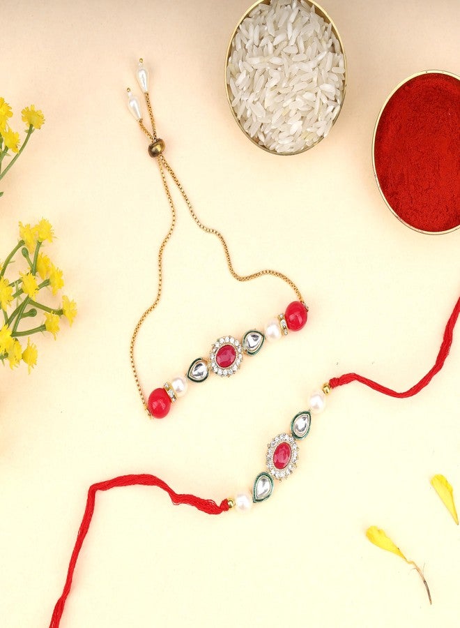 Palila مجموعة Palila التقليدية Bhaiya Bhabhi Rakhi لراكشا باندهان، مادة الخيط، قطعتين مع بطاقة تهنئة وسلسلة مفاتيح (راخي 02) - Image 2