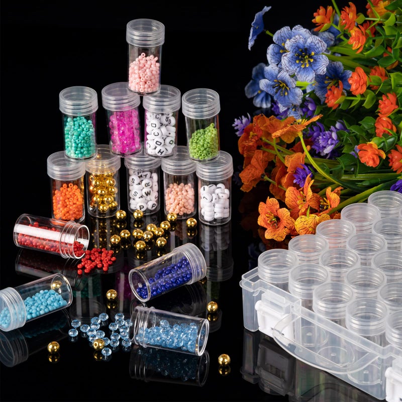 Huaxiangoh 30 Slots Diamond Painting Storage Containers, Bead Organizer Box, Bead Storage Containers Plastic Diamond Painting Art Accessories Boxes Small Clear Embroidery Box for Craft Beads Rhinestones (2 Pack) - Image 5