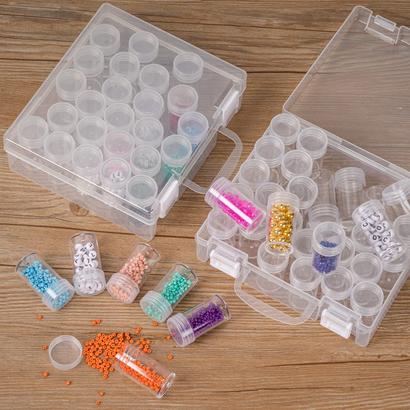 Huaxiangoh 30 Slots Diamond Painting Storage Containers, Bead Organizer Box, Bead Storage Containers Plastic Diamond Painting Art Accessories Boxes Small Clear Embroidery Box for Craft Beads Rhinestones (2 Pack) - Image 4