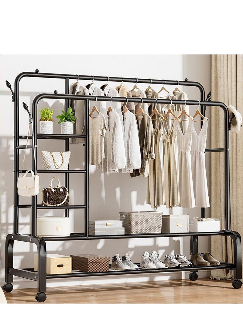 Double Clothes Garment Rack with Wheels, Easy to Assemble, for Home Office Bedroom - pzsku/Z4FEDC0FD2811D959BC1FZ/45/_/1710841498/5d50e901-0ac0-4c0d-b936-0f7d04b2c56c