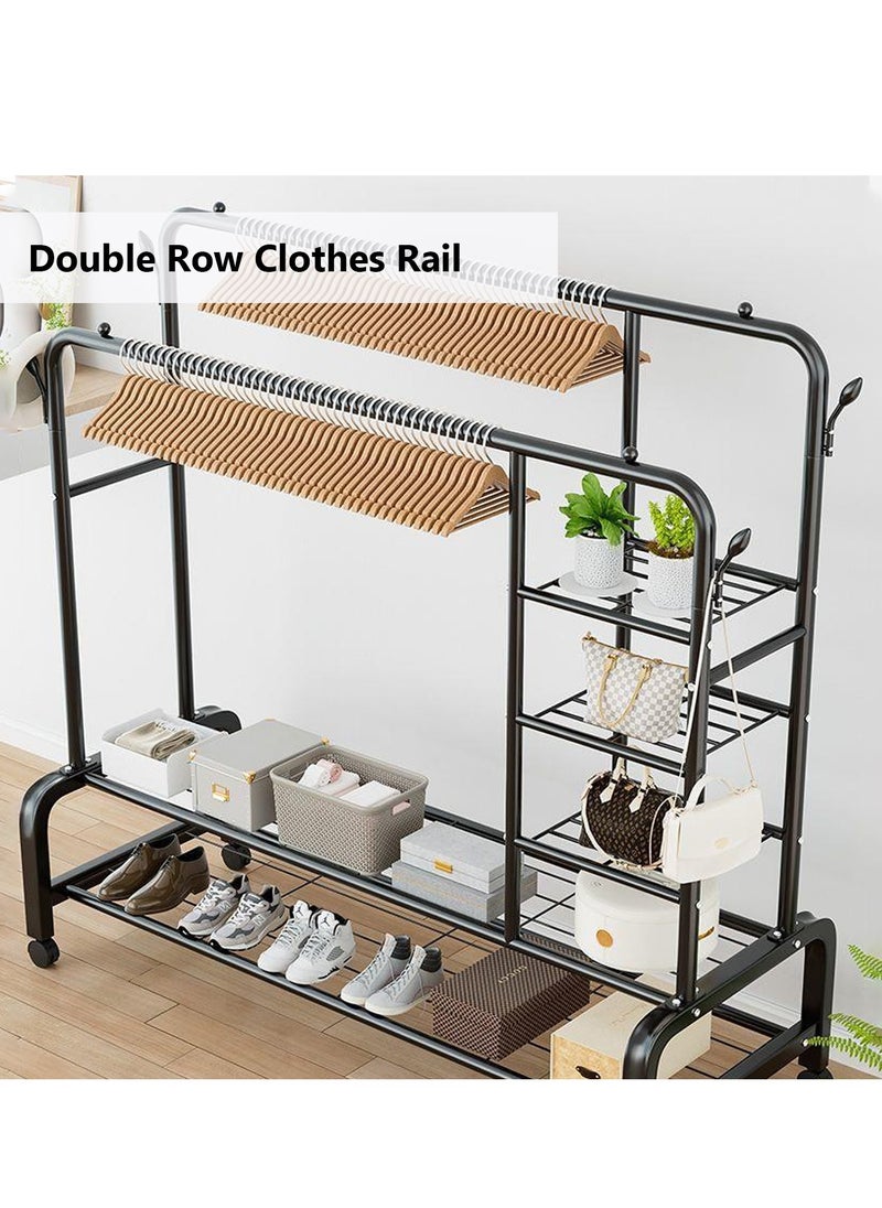 Double Clothes Garment Rack with Wheels, Easy to Assemble, for Home Office Bedroom - pzsku/Z4FEDC0FD2811D959BC1FZ/45/_/1710841535/1fd676e7-9176-45fd-9d9a-f85a6b7b8711