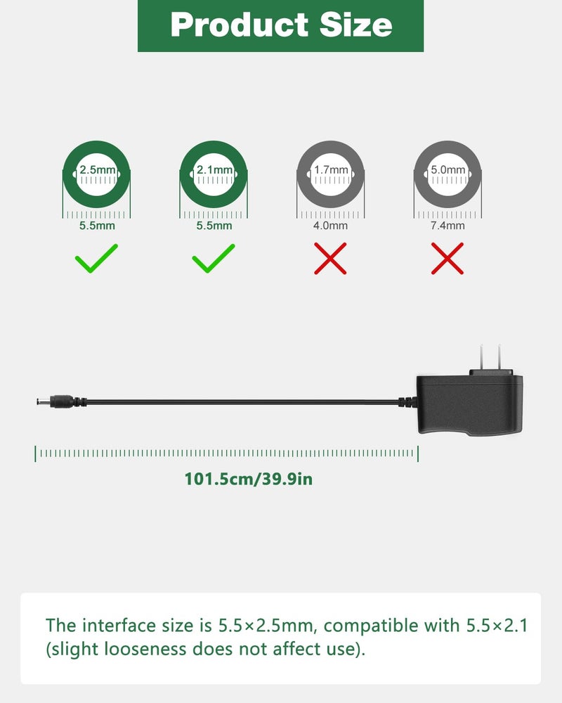 JOVNO DC Power Cord Replacement Charger 6V Compatible with ProForm Elliptical Smart Strider 480 490 500 600 LE, 390 395 475 510 E, 510 EX, 400 700, DC6V Power Supply Cord 6.6FT - Image 4
