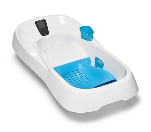 4moms Cleanwater Tub 3in1 GrowwithMe Baby Bathtub with Digital Thermometer for Newborns to Toddler Assembled in The USA