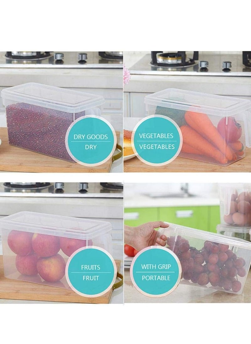 Raxoom - Food Storage Boxes With Lids Freezer Safe Volwco 3 Pcs 4.7L Large Plastic Kitchen Refrigerator Stackable Food Fruit Storage Containers With Handle(Assorted colours) - Image 1