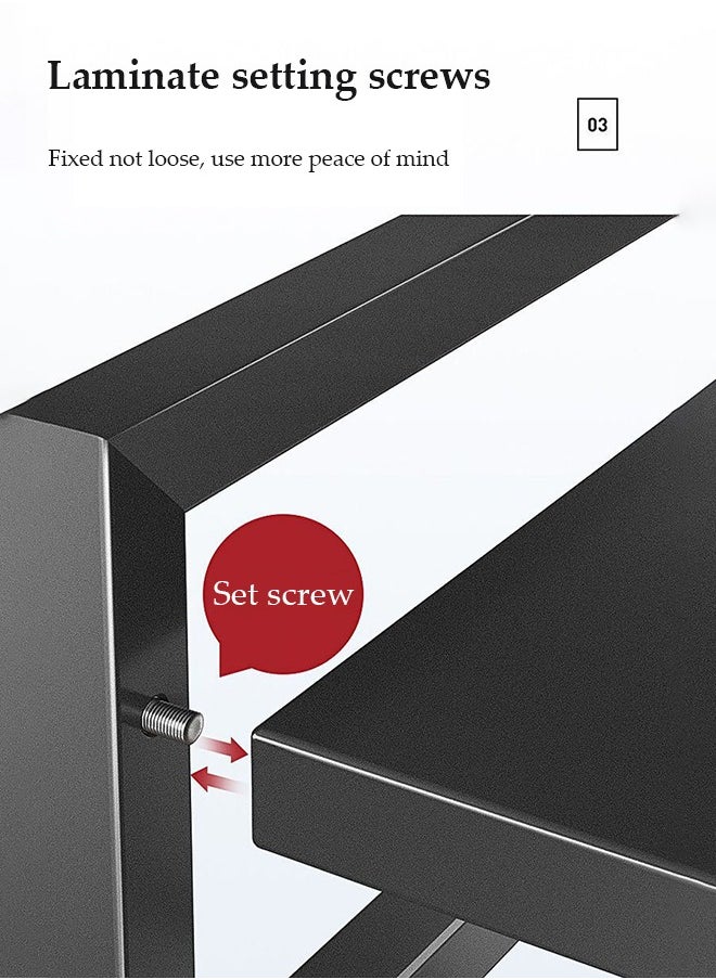 DUNISO - Microwave rack, expandable microwave rack, kitchen countertop toaster rack, kitchen storage rack, detachable, dirt and rust resistant, with 6 hooks and cutting board rack,black - Image 1