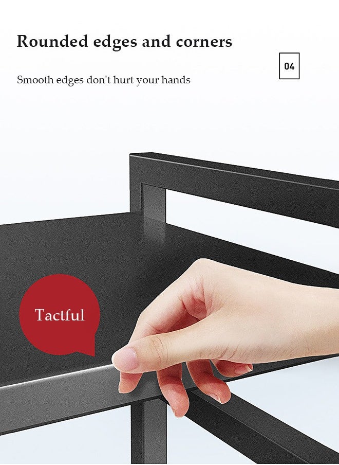 DUNISO - Microwave rack, expandable microwave rack, kitchen countertop toaster rack, kitchen storage rack, detachable, dirt and rust resistant, with 6 hooks and cutting board rack,black - Image 1