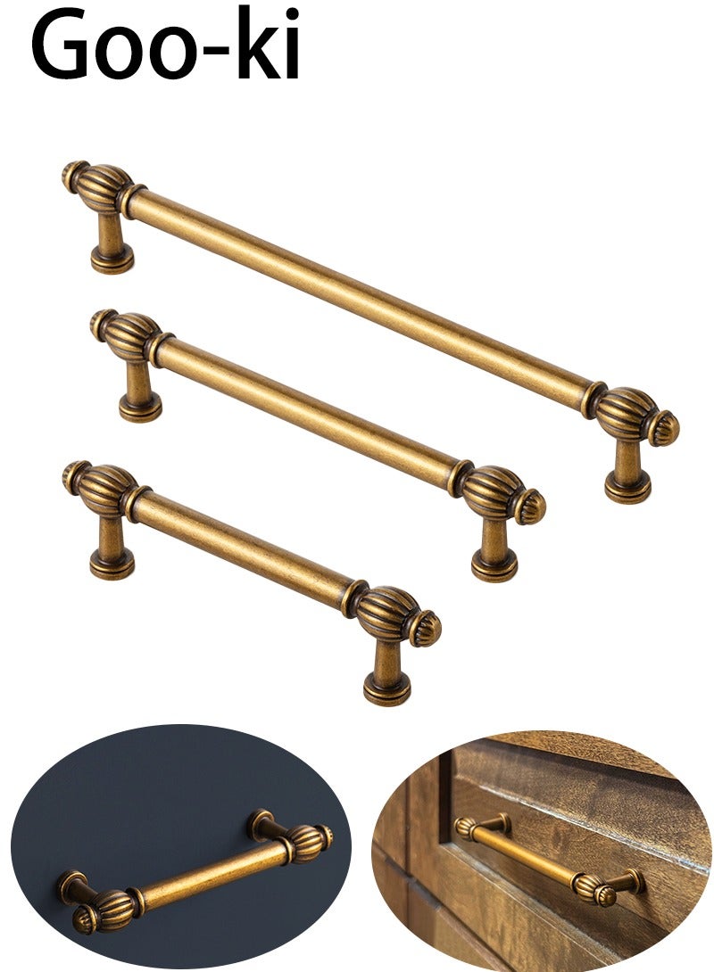 Goo-Ki 6 قطع مقابض خزانة من النحاس العتيق، مقابض أدراج على شكل يقطينة Goo-Ki لخزانة الملابس وخزانة الملابس - أدوات مطبخ عتيقة مع براغي، سهلة التركيب - Image 1