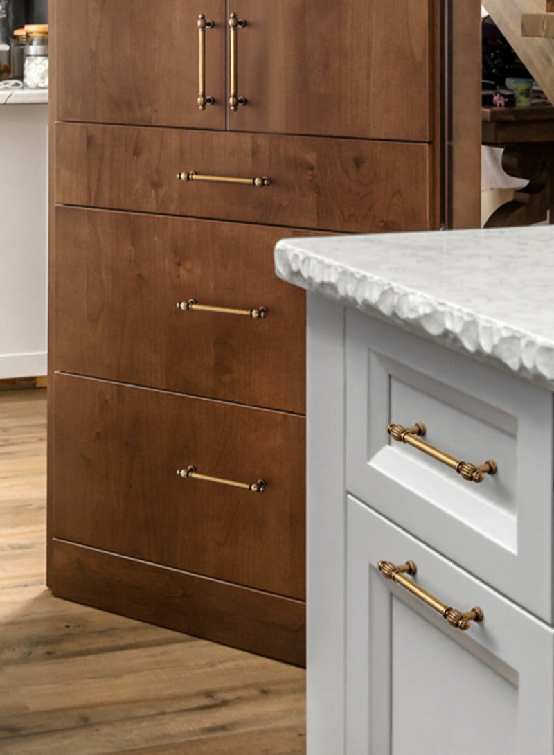 Goo-Ki 6 قطع مقابض خزانة من النحاس العتيق، مقابض أدراج على شكل يقطينة Goo-Ki لخزانة الملابس وخزانة الملابس - أدوات مطبخ عتيقة مع براغي، سهلة التركيب - Image 2