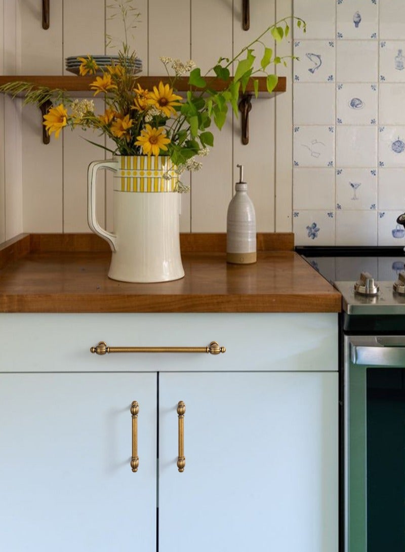 Goo-Ki 6 قطع مقابض خزانة من النحاس العتيق، مقابض أدراج على شكل يقطينة Goo-Ki لخزانة الملابس وخزانة الملابس - أدوات مطبخ عتيقة مع براغي، سهلة التركيب - Image 5