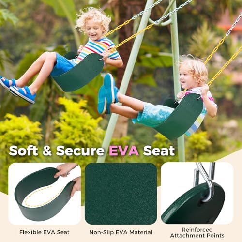 Decorlife 2 Pack Outdoor Swings Seats with 66 RustResistant Heavy Duty Chain Playground Swing Set Accessories Replacement AntiSlip Seats Backyard Swing Support 330lb for Kids or Adults Green - Image 5