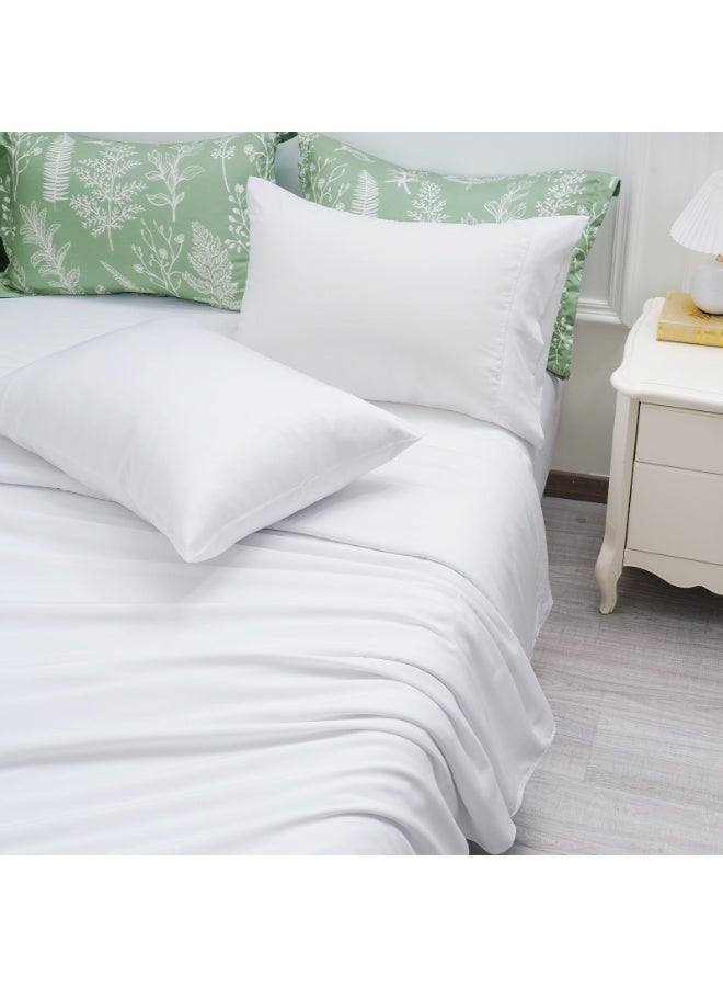 PHF مجموعة ملاءات تبريد 3 قطع، 60% فسكوز من الخيزران و40% بوليستر، ملاءات سرير ناعمة ومريحة وقابلة للتنفس، مجموعة ملاءات فاخرة، حزام مرن أوسع، جيب عميق 16 بوصة خالي من التجاعيد، 1800 خيط (1 ملاءة مسطحة، 1 ملاءة مشدودة، 1 غطاء وسادة بدون قلب)، أبيض - Image 4