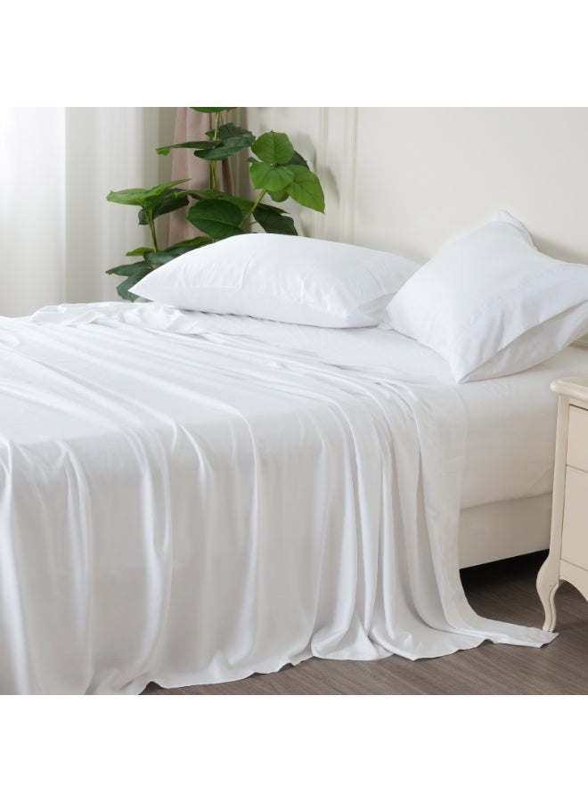 PHF مجموعة ملاءات تبريد 3 قطع، 60% فسكوز من الخيزران و40% بوليستر، ملاءات سرير ناعمة ومريحة وقابلة للتنفس، مجموعة ملاءات فاخرة، حزام مرن أوسع، جيب عميق 16 بوصة خالي من التجاعيد، 1800 خيط (1 ملاءة مسطحة، 1 ملاءة مشدودة، 1 غطاء وسادة بدون قلب)، أبيض - Image 1