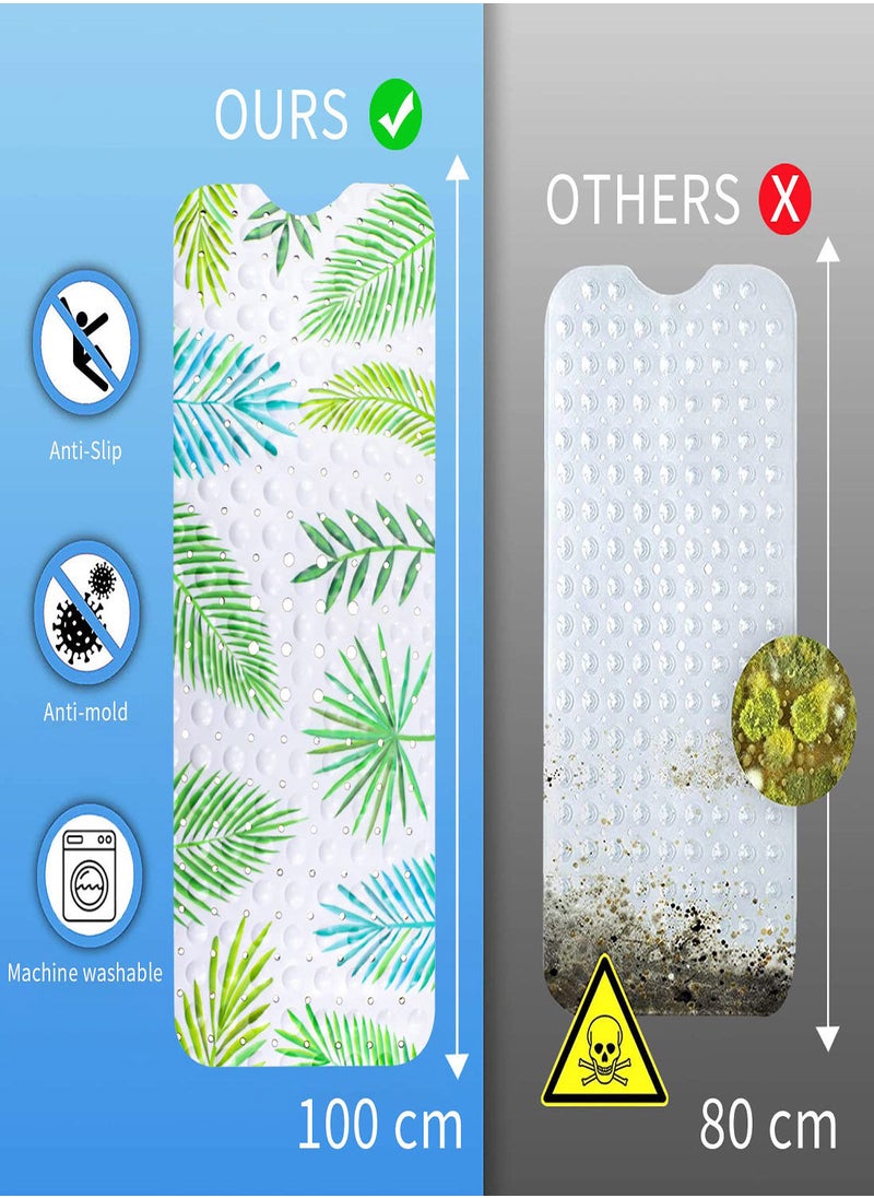 SYOSI - Non-Slip Bathtub Mat for Kids, 100x40cm, Anti-Slip Bathtub Mat with 200 Suction Cups PVC Material, Shower Mat with Cartoon Sea Animals for Kids and Baby Machine Washable Bath Mat - Image 1