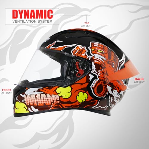 Studds Thunder D10 ISI and DOT Certified Full Face Graphic Helmet for Men and Women with Clear Visor and Painted Spoiler - Image 2