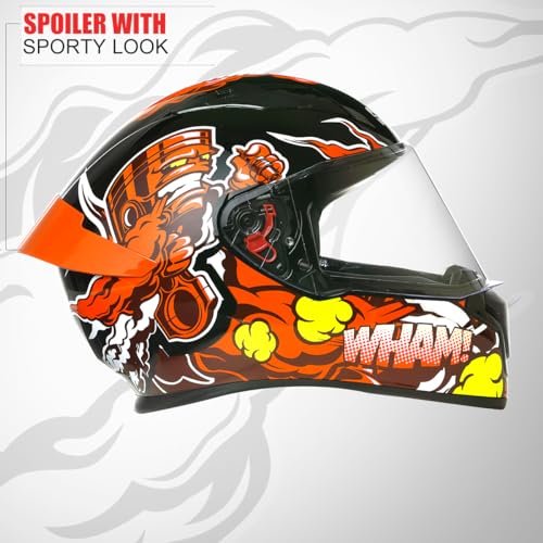 Studds Thunder D10 ISI and DOT Certified Full Face Graphic Helmet for Men and Women with Clear Visor and Painted Spoiler - Image 3
