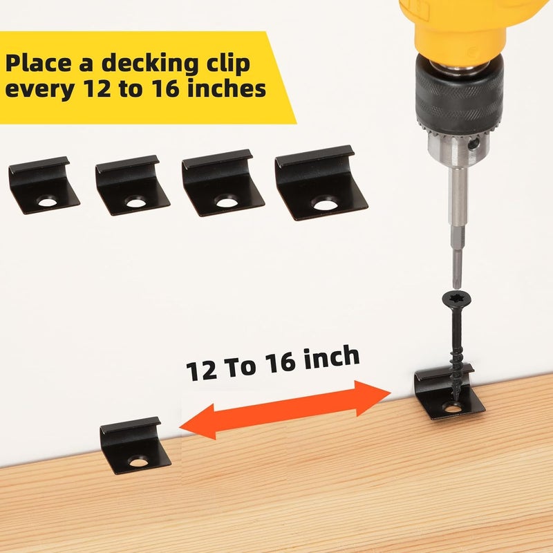 WELLOCKS Start Clips 1" Width Black 36 Pack with Deck Screws T25 Bit Universal Starter Clips for 400 SQ. FT. of Decking Board Hidden Clip Fastener(CP2536B) - Image 5