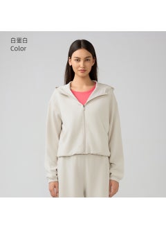 Generic Womens Hooded Zip-up Sweatshirt Casual Loose Autumn Winter Sportswear White protein 