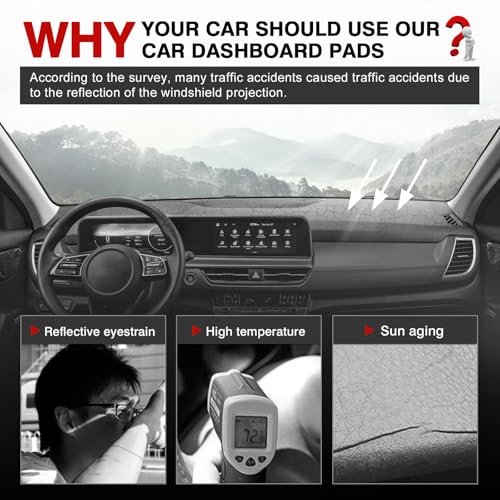 Autorder Dashboard Cover Mat for Kia Seltos 2024 2025 2026 Accessories Dash Cover Upgrade Flannel Dash Mat Sunshade Glare UV Rays Protector - Image 2