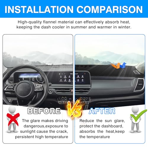 Autorder Dashboard Cover Mat for Kia Seltos 2024 2025 2026 Accessories Dash Cover Upgrade Flannel Dash Mat Sunshade Glare UV Rays Protector - Image 3