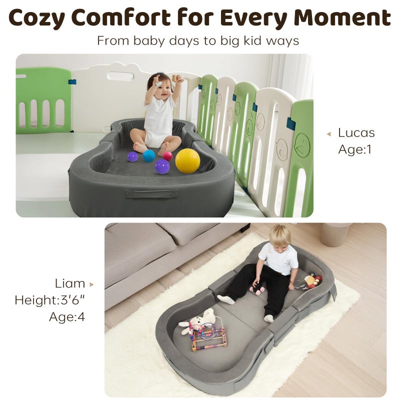 ENITYA Portable Toddler Bed for Travel, Foldable Floor Cot for Sleeping with Washable Cover, Kids Travel Bed for Camping & Home, Easy to Use, for Toddlers 18Mâ€“4Y, Dark Grey - Image 4