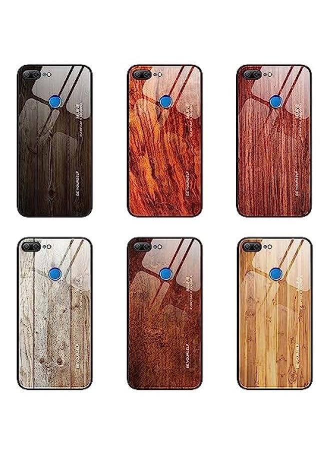 HuHa - HuHa Case Cover Compatible For Honor 9 Lite Wood Grain Glass Protective Case Coffee - Image 1