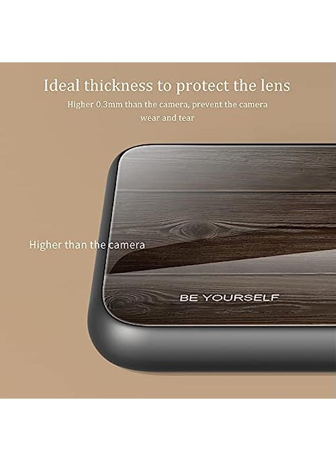 HuHa - HuHa Case Cover Compatible For Honor 9 Lite Wood Grain Glass Protective Case Coffee - Image 1
