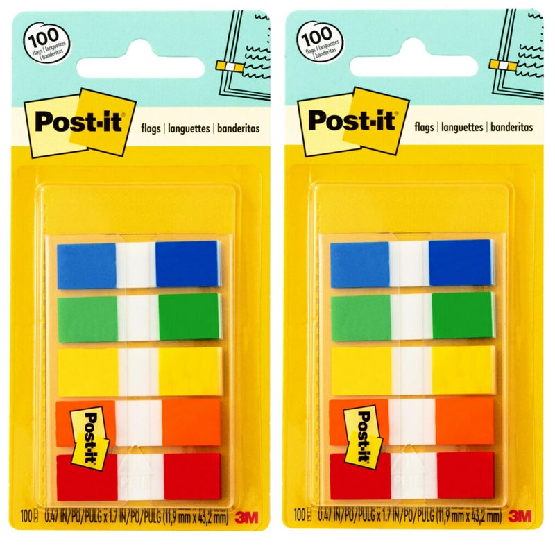 Post It Post-it Flags 683-5CF, 5 Colors, 0.47 inch x 1.70 inch, Set of 2, 200 Total Flags - Image 1
