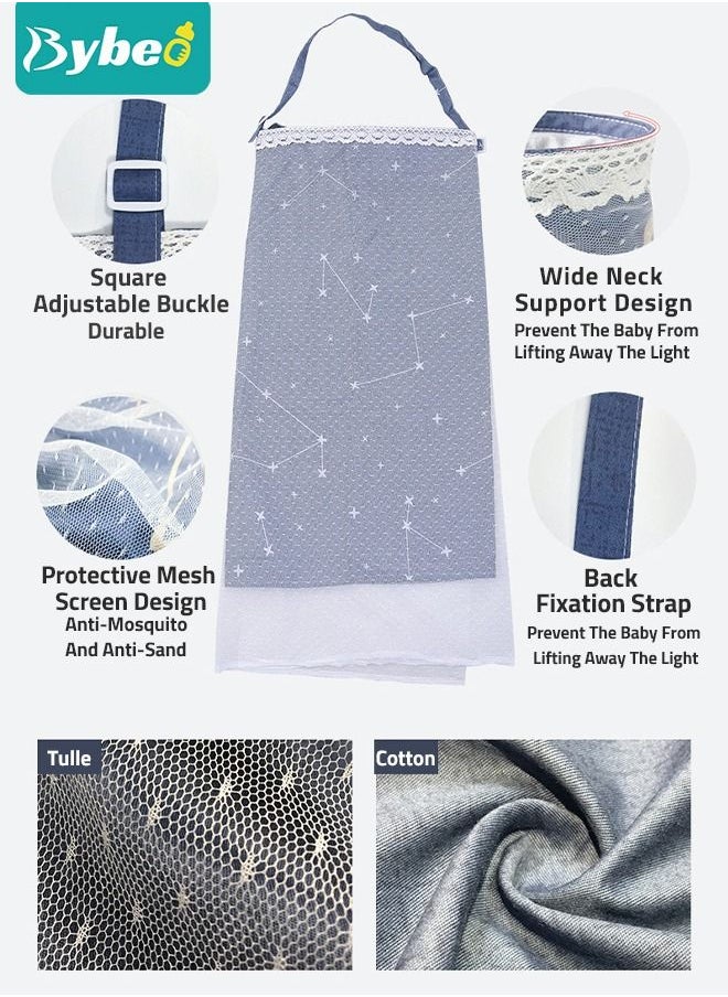 Bybeo Baby Nursing Cover for Breastfeeding - 360 Degree Privacy, 8-in-1 Uses Cotton Nurse Apron Poncho with Lace Screen Yarn, Covers Babies Car Seat & Shopping Cart  - Image 3