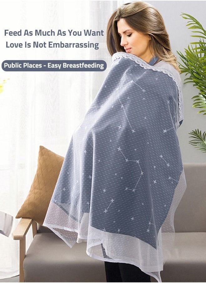 Bybeo Baby Nursing Cover for Breastfeeding - 360 Degree Privacy, 8-in-1 Uses Cotton Nurse Apron Poncho with Lace Screen Yarn, Covers Babies Car Seat & Shopping Cart  - Image 2