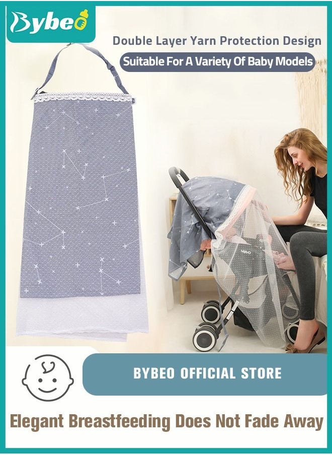 Bybeo Baby Nursing Cover for Breastfeeding - 360 Degree Privacy, 8-in-1 Uses Cotton Nurse Apron Poncho with Lace Screen Yarn, Covers Babies Car Seat & Shopping Cart  - Image 1