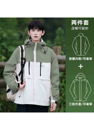 WASSUP Joint Three-in-One Rush Clothes Mens and Womens Functional Waterproof Windproof Jacket Outdoor Tibetan Mountaineering Suit Men's model/white with light green [three-in-one removable inner tank] - pzsku/Z4FEE3CB96944A64E08B2Z/45/_/1742330071/c6e14d84-a2c5-4cf8-b705-383a9a787fbf