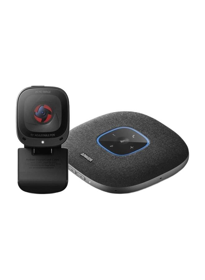 Anker C200 Webcam 2K 95 Degrees Dual Microphones & PowerConf S3 Speakerphone Plus 6 Mics, Enhanced Voice Pickup, 24H Call Time, App Control, Bluetooth 5, USB C, Conference Speaker Compatible With Leading Platforms, Home Office Bundle - Image 1